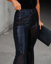 I Will Survive Sequin Flare Pants - Black